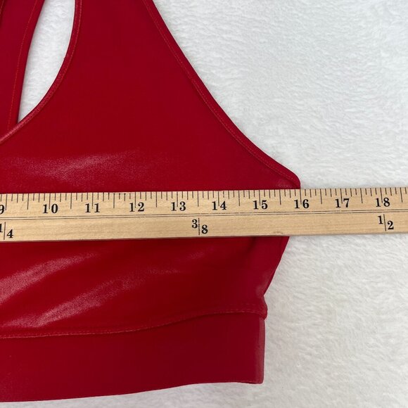 Carbon 38 Action Bra 2.0 Metallic Red Dahlia Racerback Sports Bra Workout sz L - Picture 10 of 11